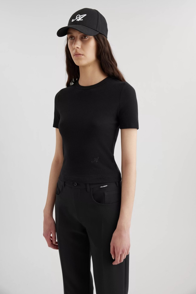 Axel Arigato Sort Signatur Slim Rib T-shirt