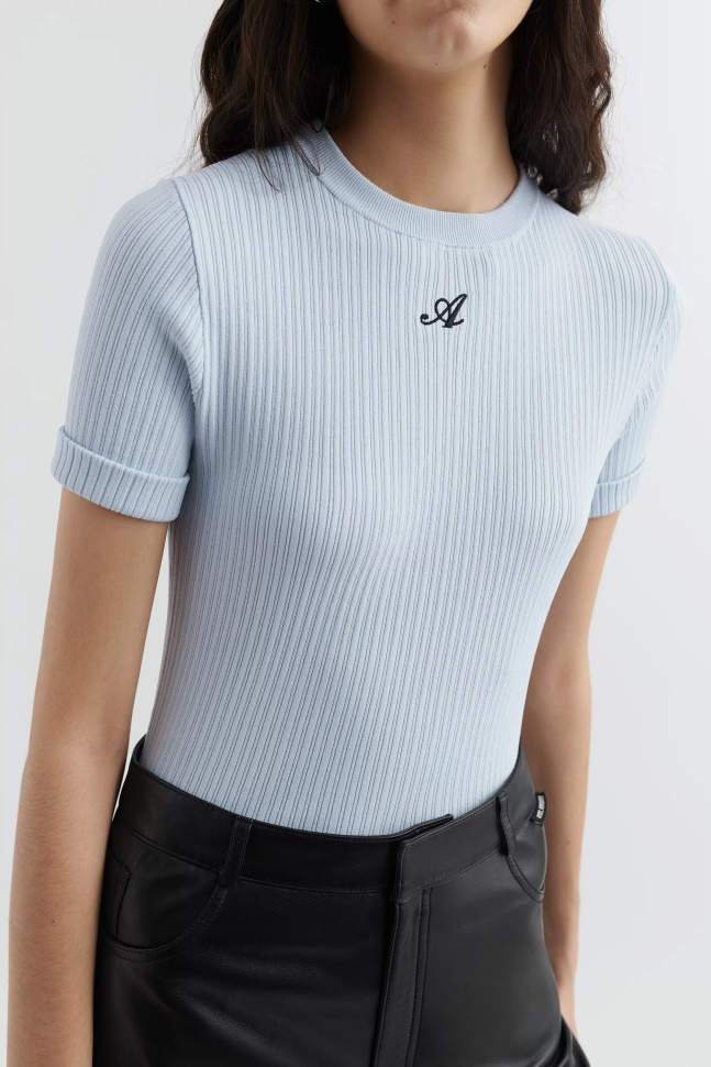 Axel Arigato Honor Strik T-shirt Lyseblå