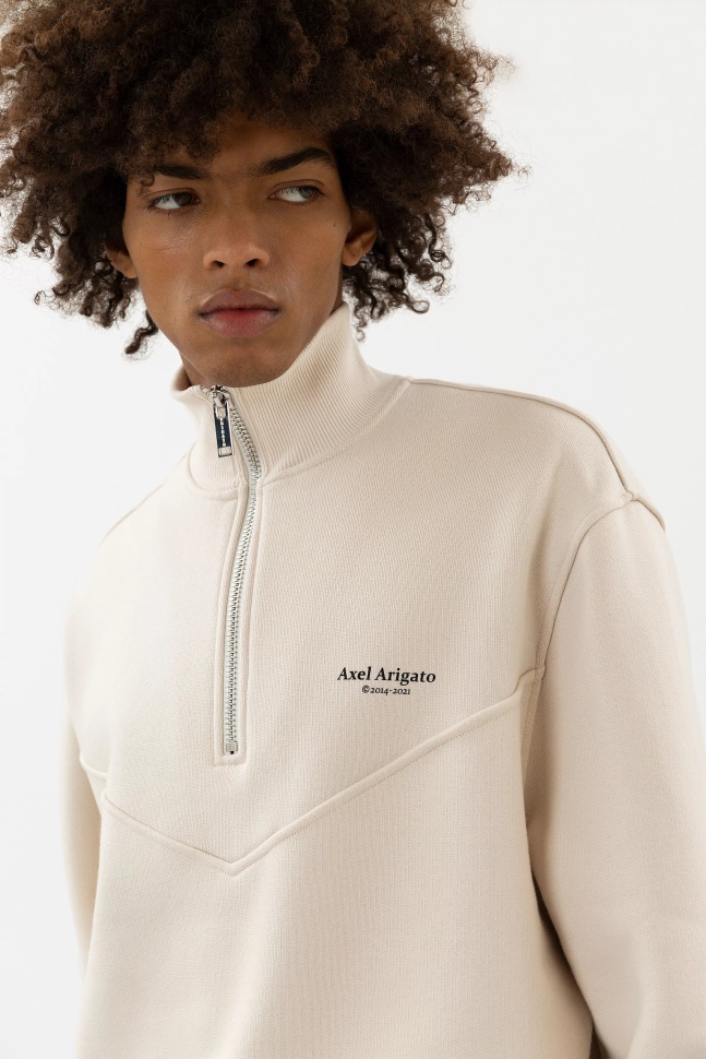 Axel Arigato Focus Sweatshirt Med Halv Lynlås Bleg Beige