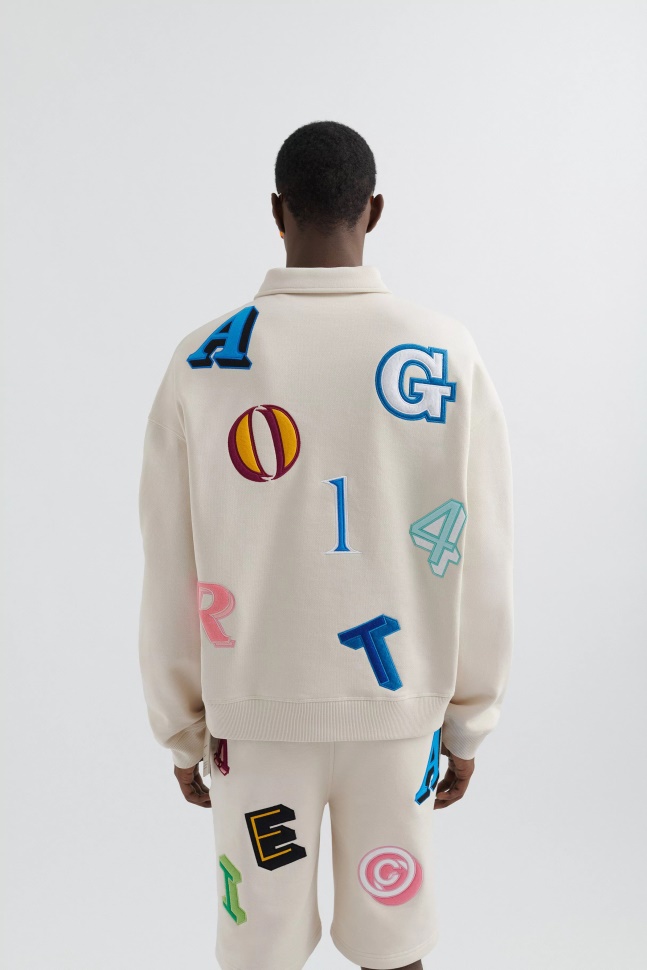 Axel Arigato Bleg Beige Inferno Monogram Polo Sweatshirt