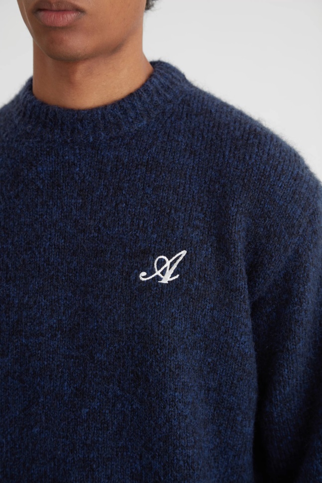 Axel Arigato Marineblå Melange Initial Sweater